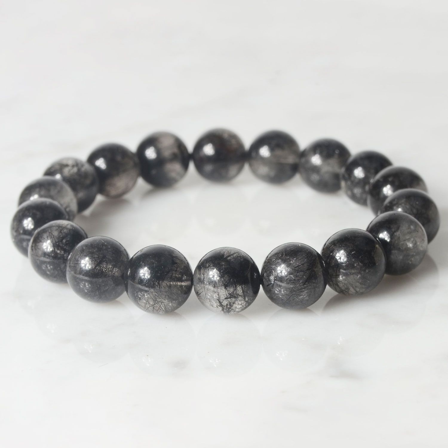 한정판 검은 조각의 빛 3A급 흑침수정 스페셜 심플팔찌