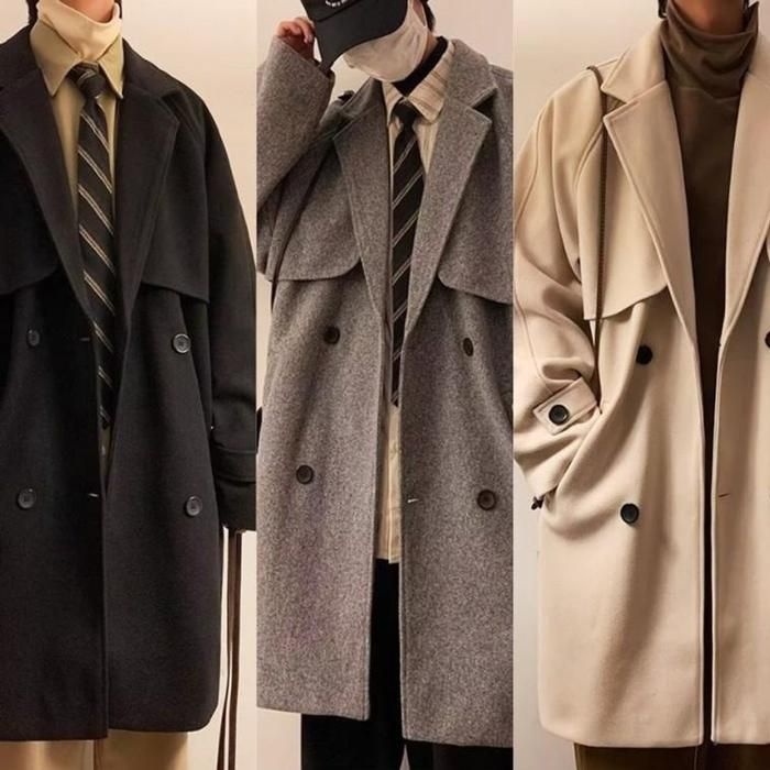 리맨즈/리맨즈 [리빌모아]남자 오버핏 캐주얼 버튼 카라 트렌치 울 코트 OC-CT-SWFGNRMJ