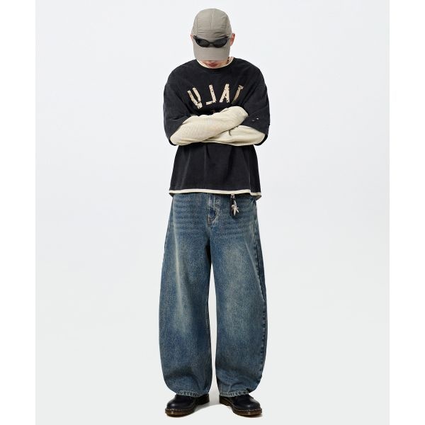 DIMITRI BLACK [11월 5일 배송] 디미트리블랙 페이드 워싱 커브드 팬츠_데님 더스트 인디고 7981372