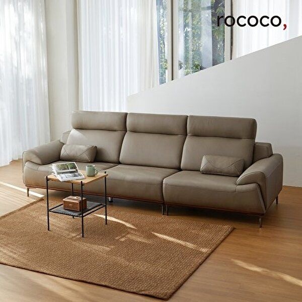 [로코코]로코코 솔리드 카우 천연면피가죽 기능성 4인 소파