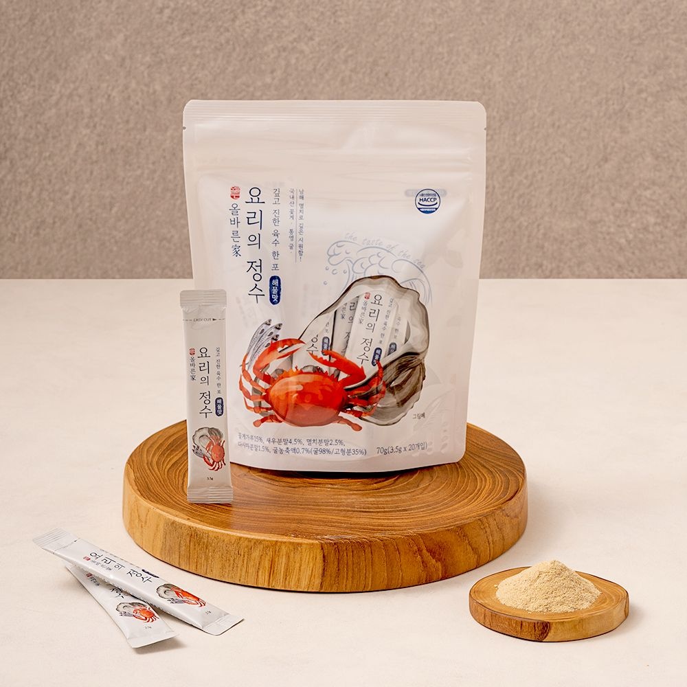 올바른가 요리의정수 스틱 분말 육수 꽃게 해물맛 70g 20개입 1팩