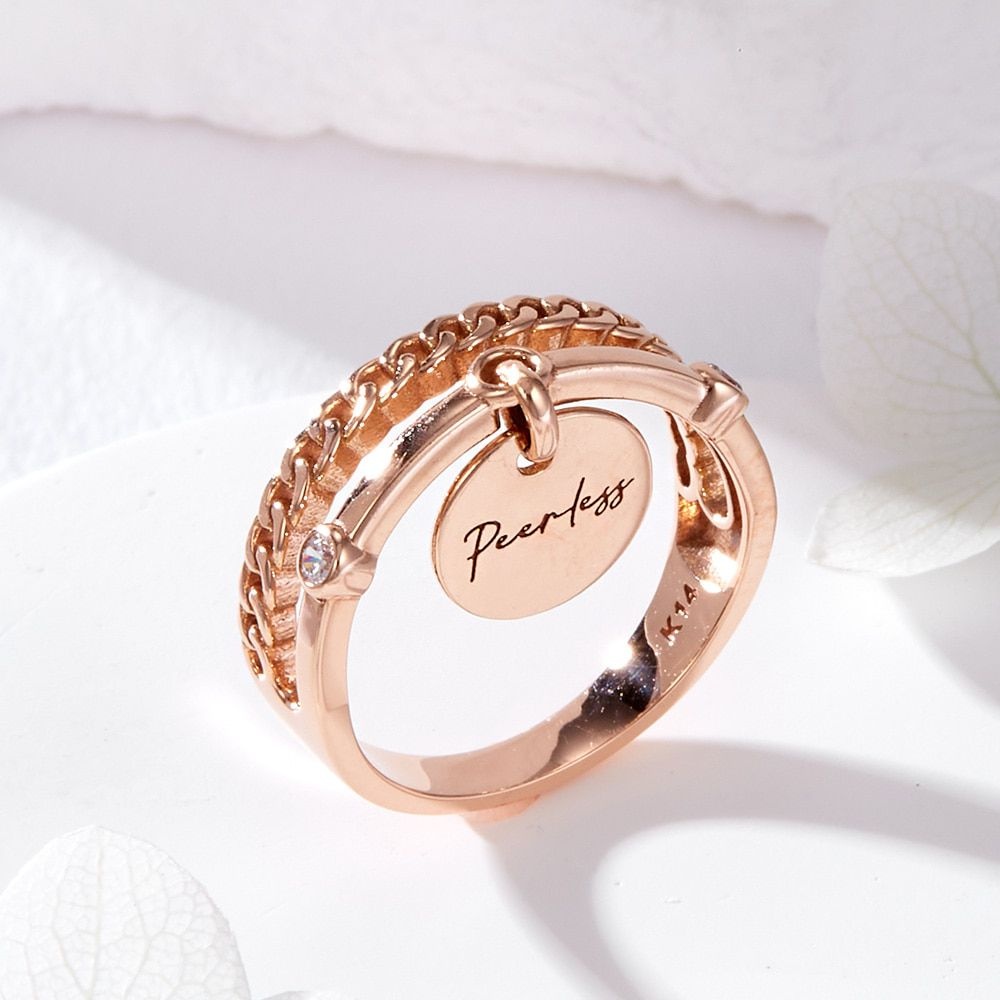 비앤비골드] 18K 피얼리스 코인 체인 두줄 반지 RSS42156