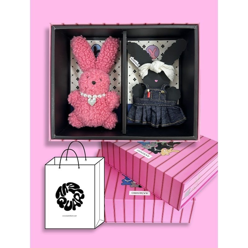 QUARTEVV Toto Denim dress Gift-hot pink(가방키링 선물패키지)