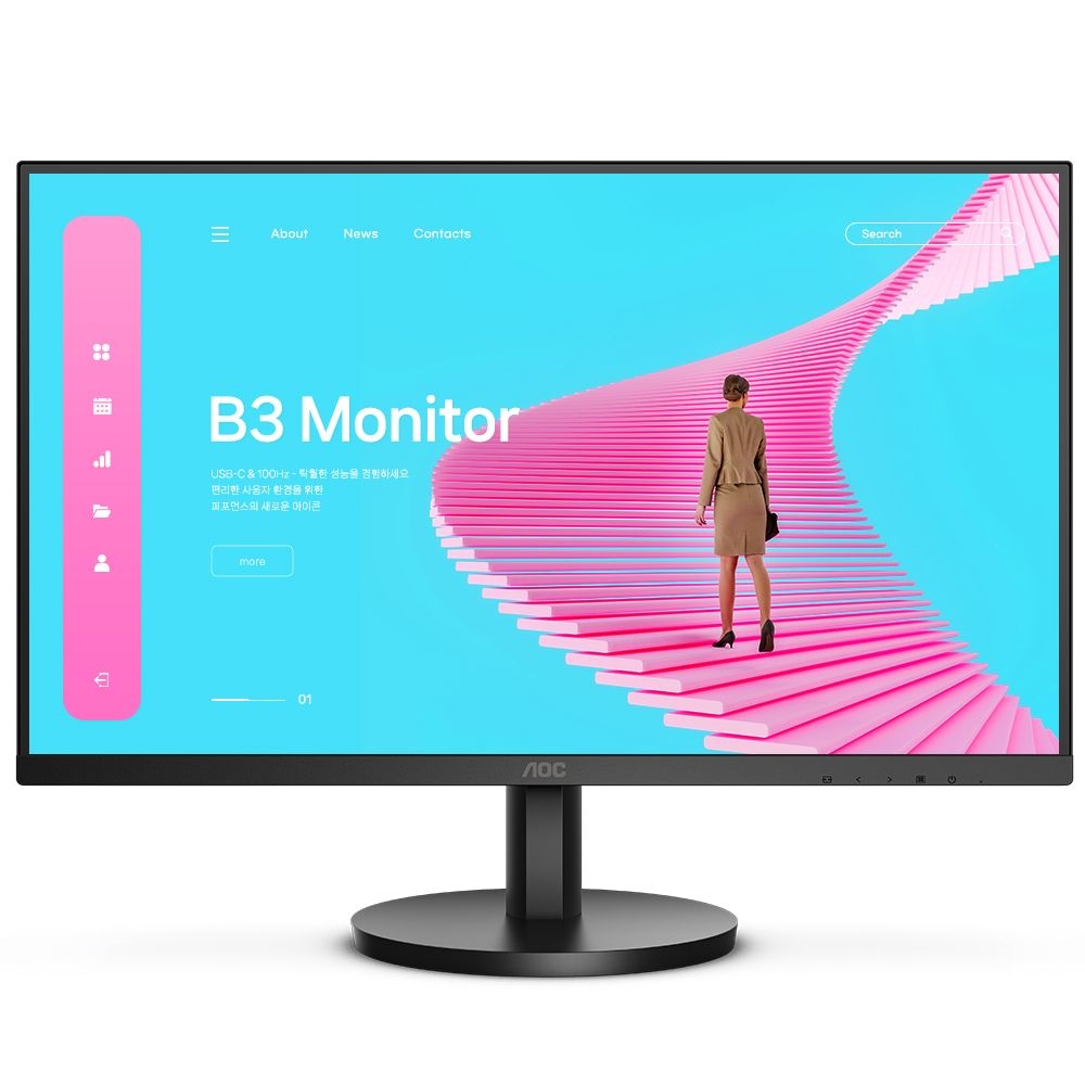 알파스캔 AOC 27B3C 보더리스 USB-C PD65 IPS 100 무결점 사무용 및 게임용 모니터