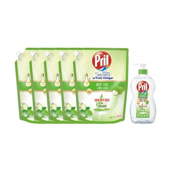 프릴 시크릿오브 맑은식초 사과 700ml, 1개 + 리필 1L, 5개