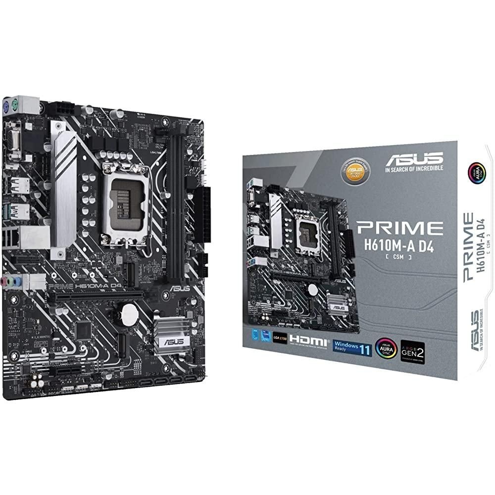 [해외] ASUS Prime H610M-A D4-CSM LGA 1700(인텔 12세대) Micro-ATX 상업용 마더보드 (PCIe 4.0, DDR4, M.2 슬롯 2개, 1Gb LAN, 후면 USB 3.2 Gen 2