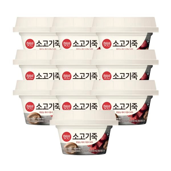 [오늘출발] 햇반 CJ 햇반 비비고 죽 소고기죽 268g x 10개