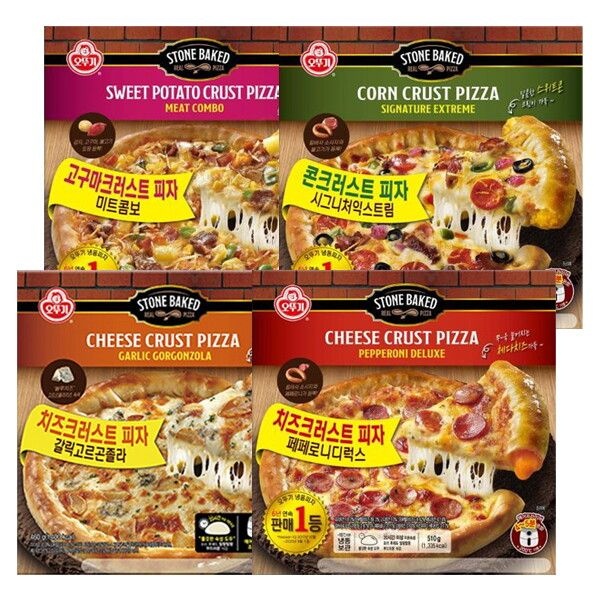 오뚜기 [오뚜기] 피자 4개세트 갈릭고르곤졸라 치즈크러스트+시그니처익스트림 콘크러스트+페페로니디럭스 치즈크러스