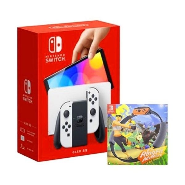 닌텐도 스위치 OLED 화이트 본체 + 링 피트 어드벤처(게임칩/링콘...