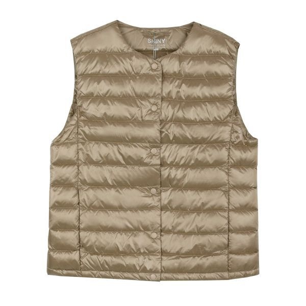 NIX 여) 나일론 덕다운 8020 - 라운드 샤이니 경량 베스트 〈50G〉 (레귤러핏) (DBEIGE) FNRWCVE507P FNRWCVE507PBED 220880