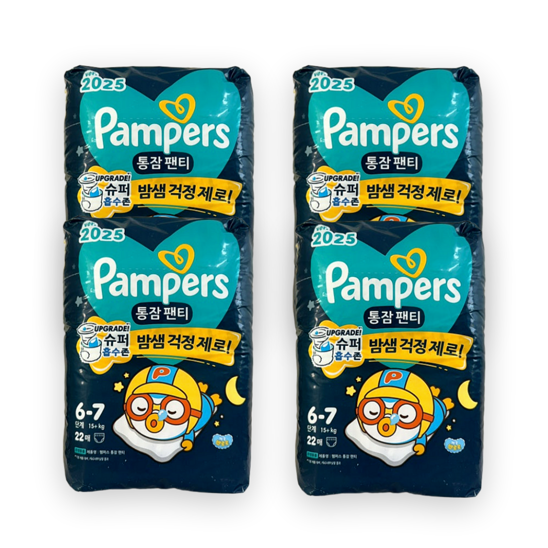 팸퍼스 2025 통잠팬티 기저귀 6단계 22매 x 4팩