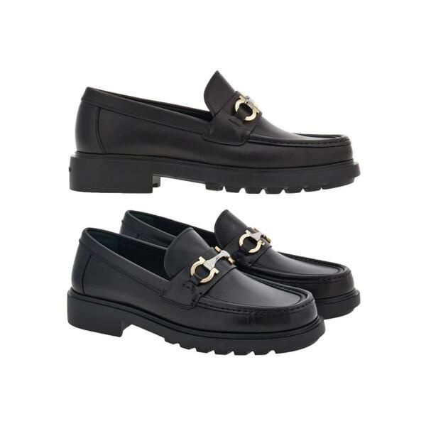 FERRAGAMO 살바토레 페라가모 [살바토레 페라가모] 25FW 더글라스 DUGLAS 더블 간치니 로퍼 블랙 0768108