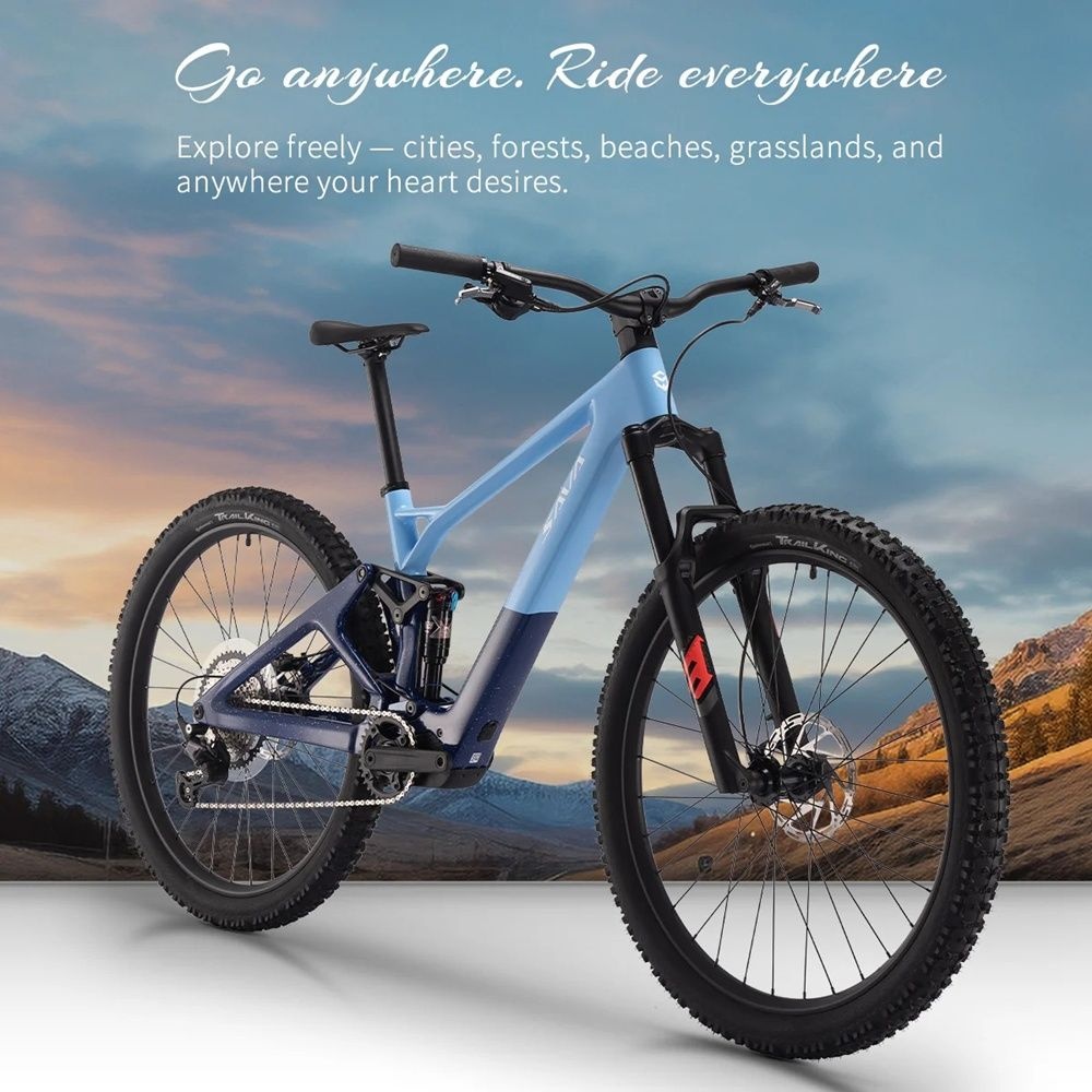 [해외] SAVA 카본 탄소섬유 산악 전기 자전거 바이크 풀샥 EMTB 타이탄