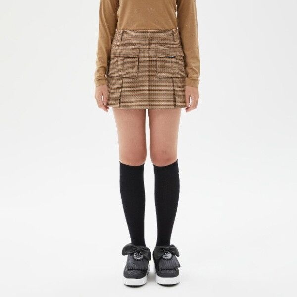 [파리게이츠(프)] M 파리게이츠골프반바지 NQC 521D3PC281_BG 여성 체크 포켓 포인트 큐롯 스커트