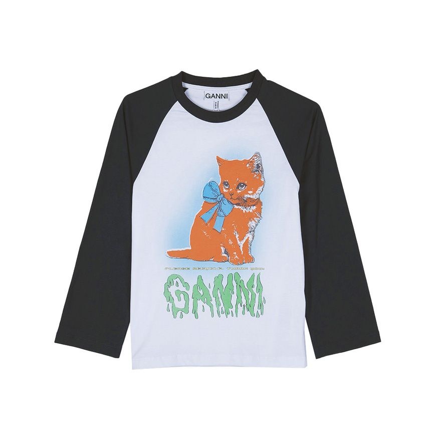 가니 [라벨루쏘] FW25 여성 크롭 키티 티셔츠 T4341 151
