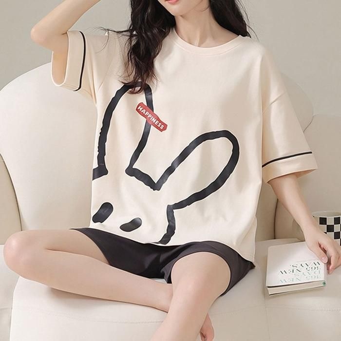 [아우트]여름 잠옷 홈웨어 밴딩 수련회 세트