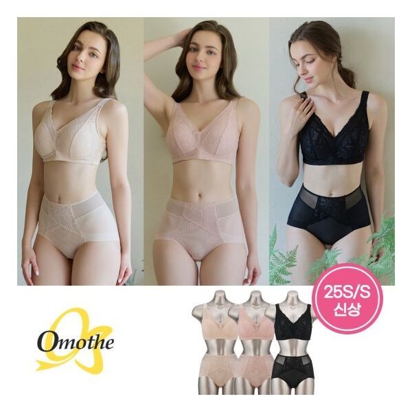 [시크릿쿠폰][빅컵&빅사이즈] 오모떼 글램커버 플로럴 레이스 브라팬티 6종 풀세트 759065