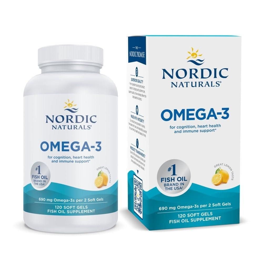 [해외] Nordic NATURAL 내추럴s Omega-3 소프트젤 - 오메가3 필수 지방산 보조제 인지능력, 심장 건강, 면력력 강화, 레몬맛, NOR00
