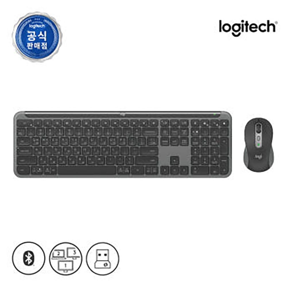 [오늘출발] 로지텍코리아 공식 시그니처 MK950 콤보 슬림 무선 키보드 마우스 세트 그라파이트(블랙)