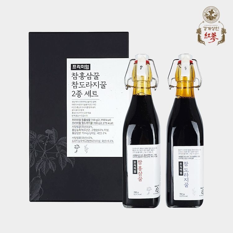 강개상인 참홍삼꿀+참도라지꿀세트(700gx2병)_(국내산 벌꿀)