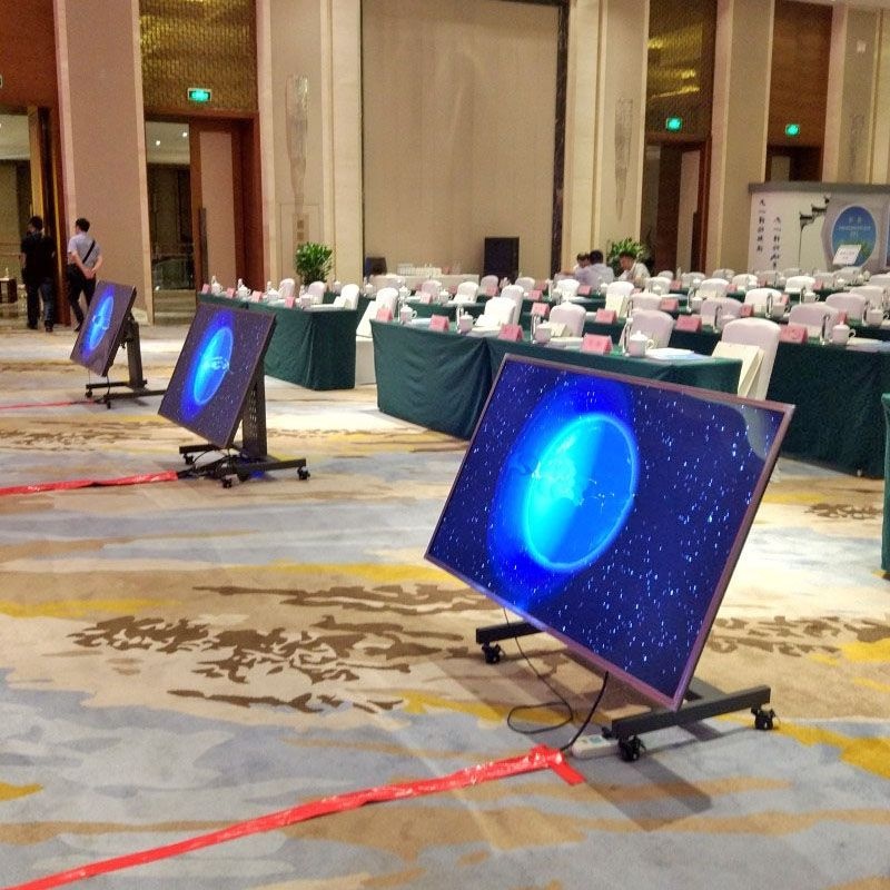 [해외] 이동식 모니터거치대 회의실 전시용 티비 바닥 강연 거치대