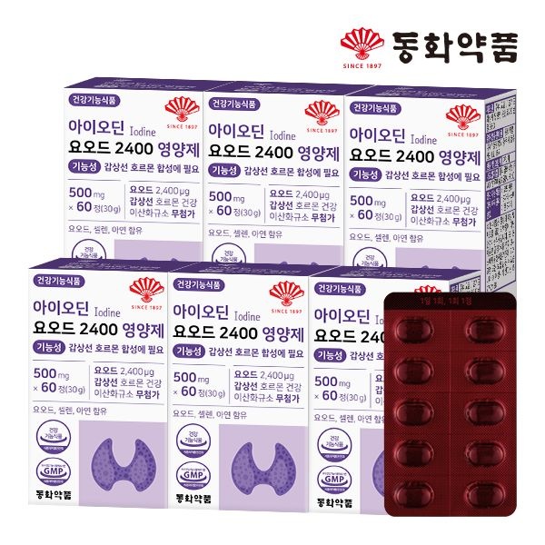 동화약품 아이오딘 요오드 2400 영양제 기능성 갑상선 호르몬 합성에 필요 6박스 (360정)