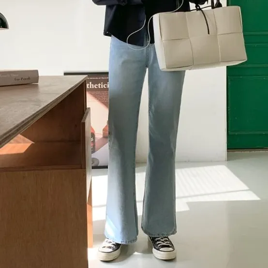 슬릿 세미부츠 데님팬츠