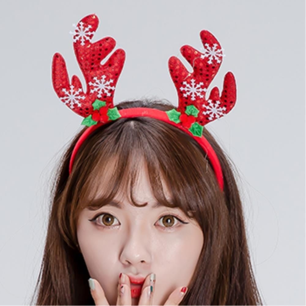 크리스마스행사 빨간색 루돌프 머리띠 학원 알바생 유치원