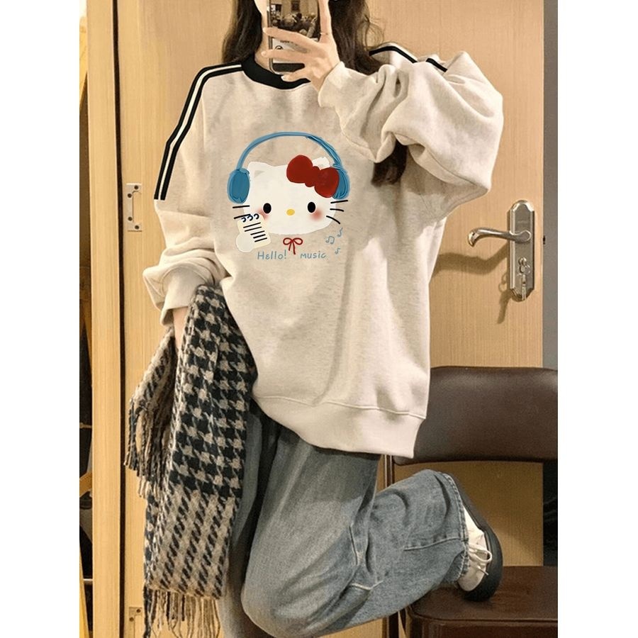 [해외] 키티 블루 헤드셋 루즈핏 스프라이트 맨투맨