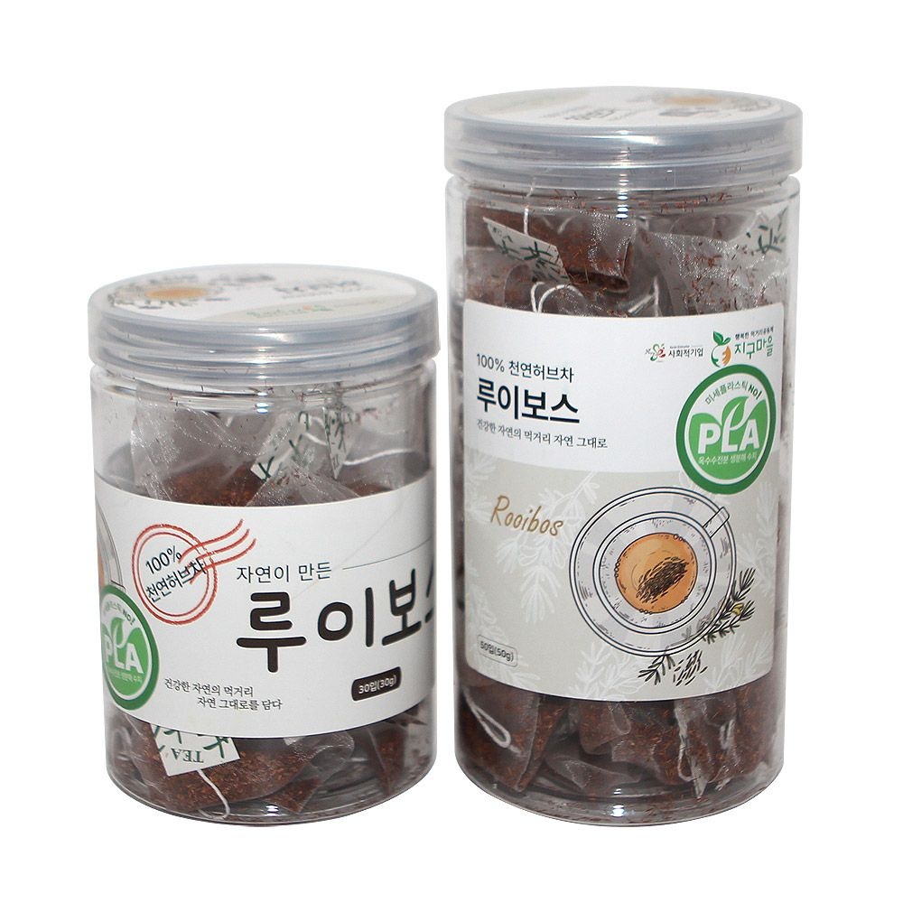 지구마을 옥수수전분 생분해필터 PLA 삼각티백 허브차 루이보스 허브티백차 30개입