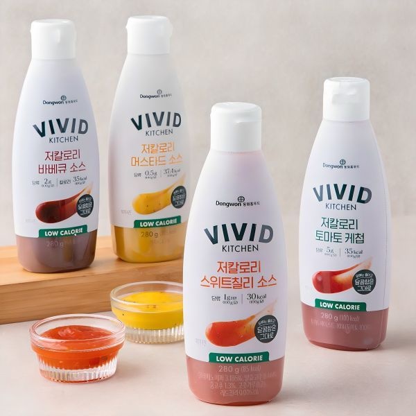 비비드키친 저칼로리 280g 머스타드소스 토마토케첩 바베큐소스 스위트칠리소스 1세트