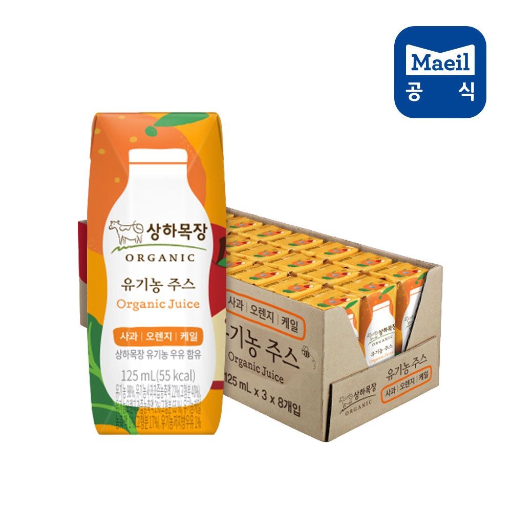 매일 상하 유기농주스 사과오렌지케일 125mL 24팩