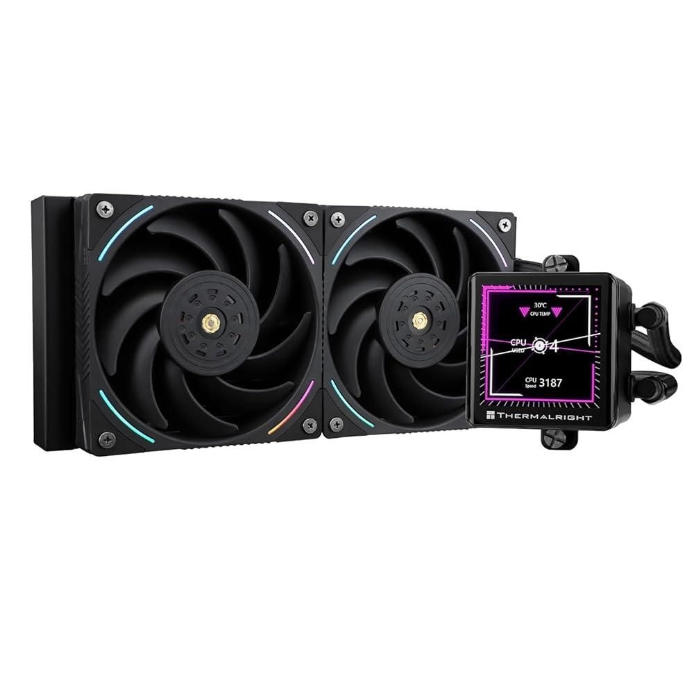 [해외] Thermalright Frozen Vision 240 블랙 리퀴드 CPU 워터 쿨러, PWM 팬 2개, 480x480 픽셀용 2.8인치 정사각형 이미지 IPS LCD 디스플