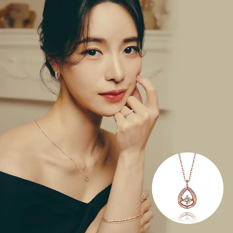 스윗드롭 다이아 14K 목걸이(PG)_211610243
