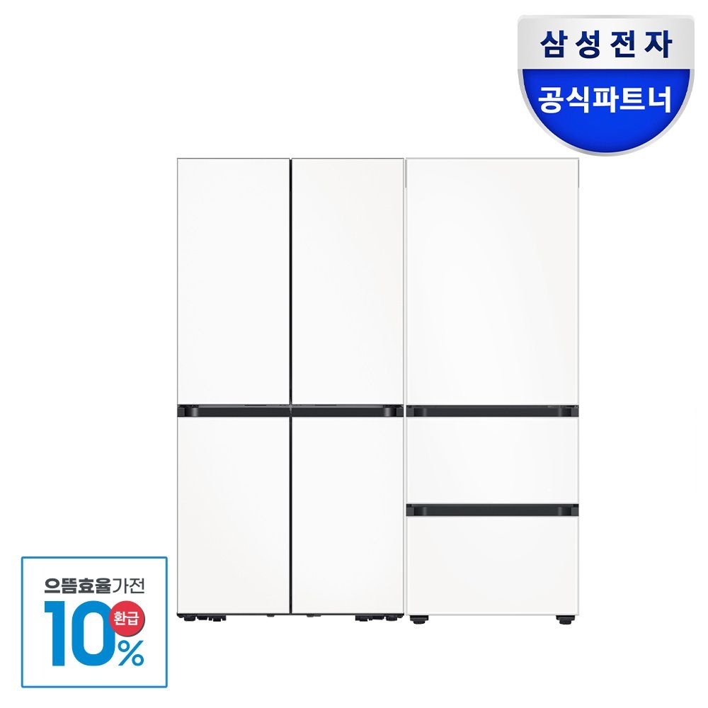 삼성전자 [으뜸효율]삼성 비스포크 키친핏 냉장고 김치냉장고 세트 1등급 RM70F64R1X+RQ33DB74C1AP 새틴화이트
