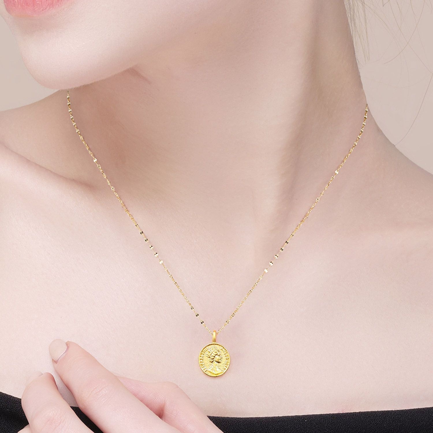 골드퀸즈] 24K 할로우 순금 엘리자베스 10mm 코인 목걸이 (18K체인)