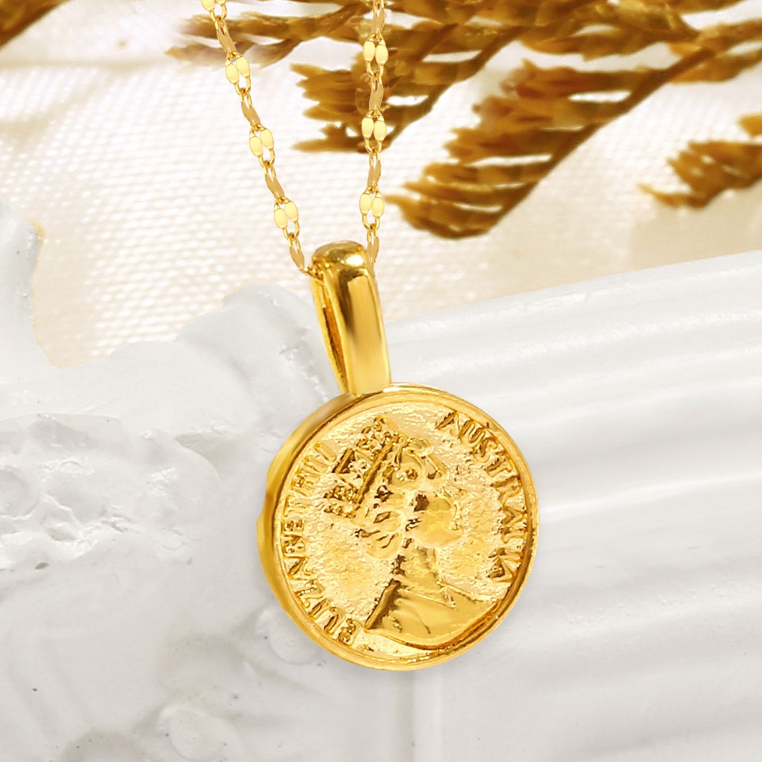 골드퀸즈] 24K 할로우 순금 엘리자베스 10mm 코인 목걸이 (18K체인)
