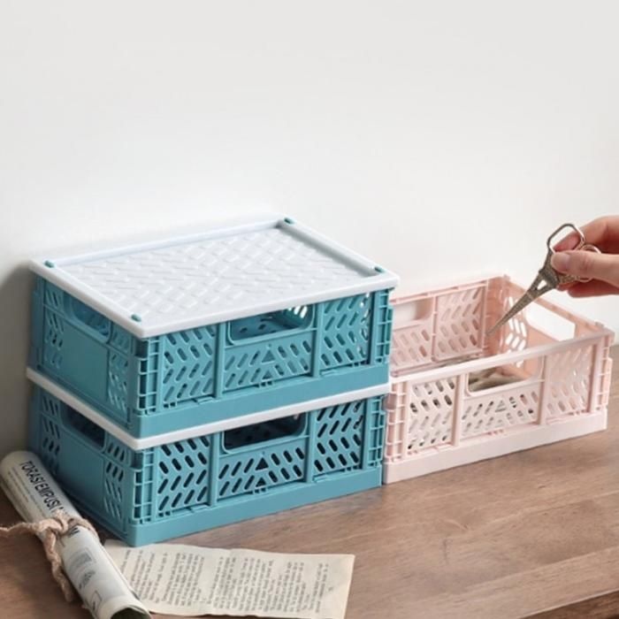 수납함 접이식 수납 보관함 바스켓 중형 수납박스 다용도 소형 폴딩박스 작은 정리함 뚜껑있는
