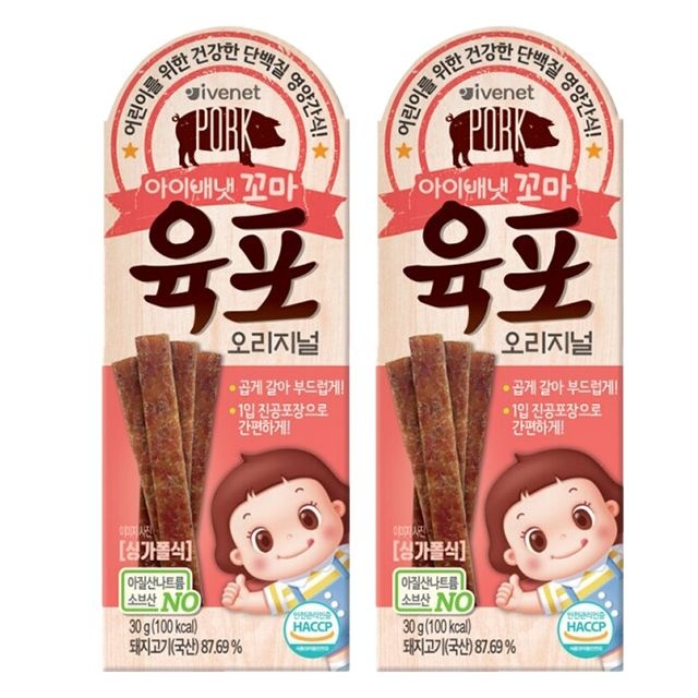아이배냇 꼬마 육포 오리지널 30g (5gx6개입) 2개 키즈 어린이 단백질 간식