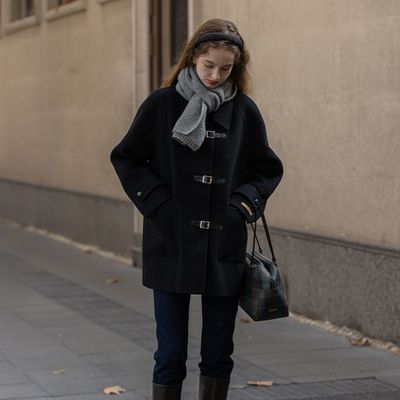 ジャケット・アウター CAEL handmade wool buckle short coat 르니나]CAEL handmade wool buckle short coat_black : 롯데ON