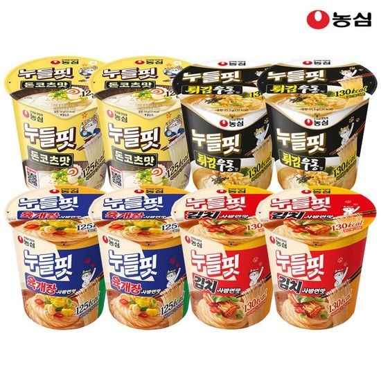 (주)농심 누들핏 4종 (육개장2+김치사발면2+돈코츠맛2+튀김우동2)