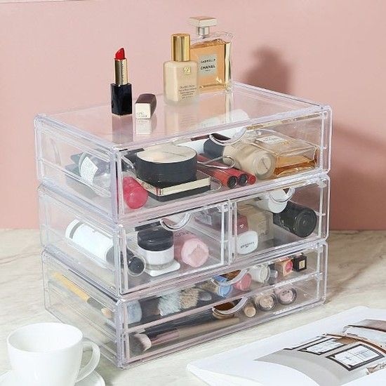 파우더룸 화장품 수납정리 투명 아크릴 서랍 시리즈 수납함 아크릴박스 화장대정리