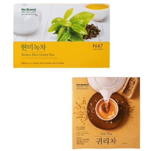 노브랜드 현미녹차 200입 + 귀리차 100티백 학교 사무실 탕비실 간식 음료 티타임 디저트 캠핑