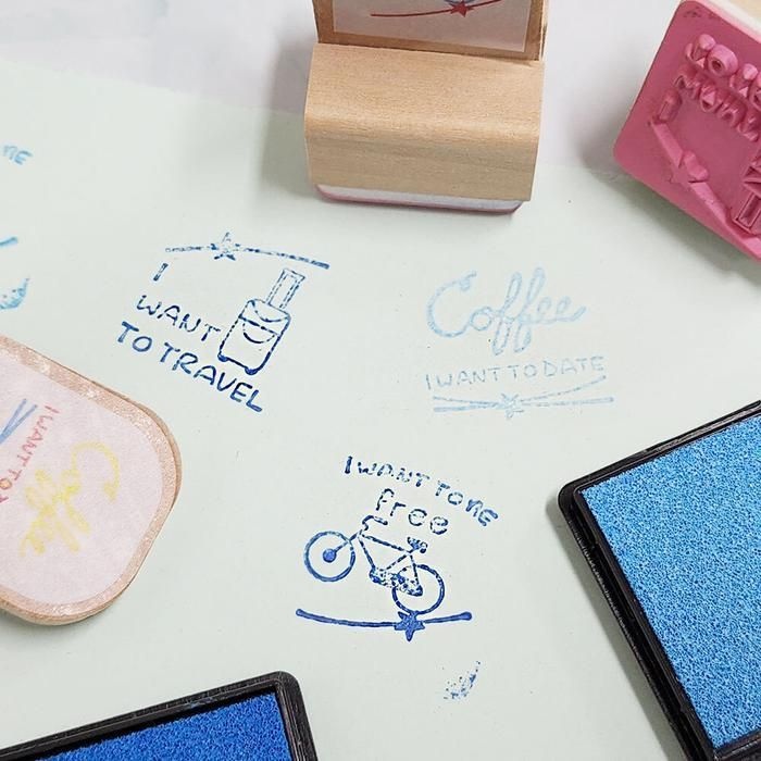 다이어리꾸미기 나무 스탬프 세트 블루 꾸미기스탬프