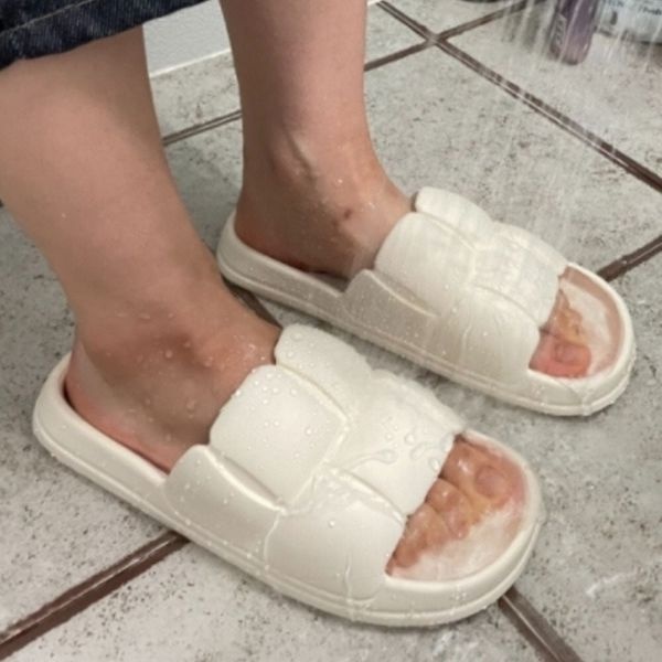 모노무드 [하프클럽]모노무드 슬리퍼 여성용 뚱카롱 아이보리 쿠션 실내슬리퍼