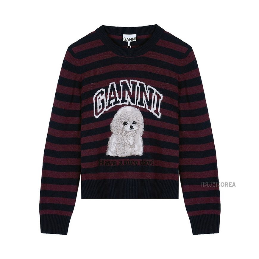 가니 라벨루쏘 FW25 여성 푸들 그래픽 니트 K2567 999