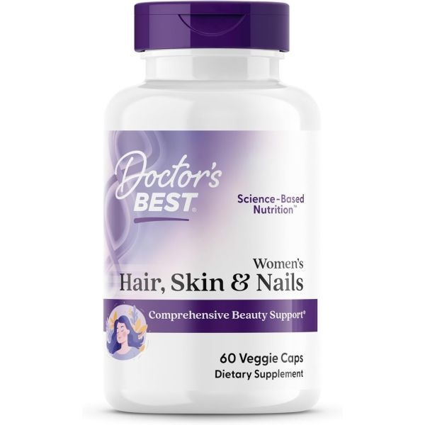 닥터스베스트 Doctor's Best Womens Hair, Skin & Nails with OptiMSM + KeraGLO, Comprehensive Beauty Support, Non-GMO, Gluten Free 60 Veggie Caps