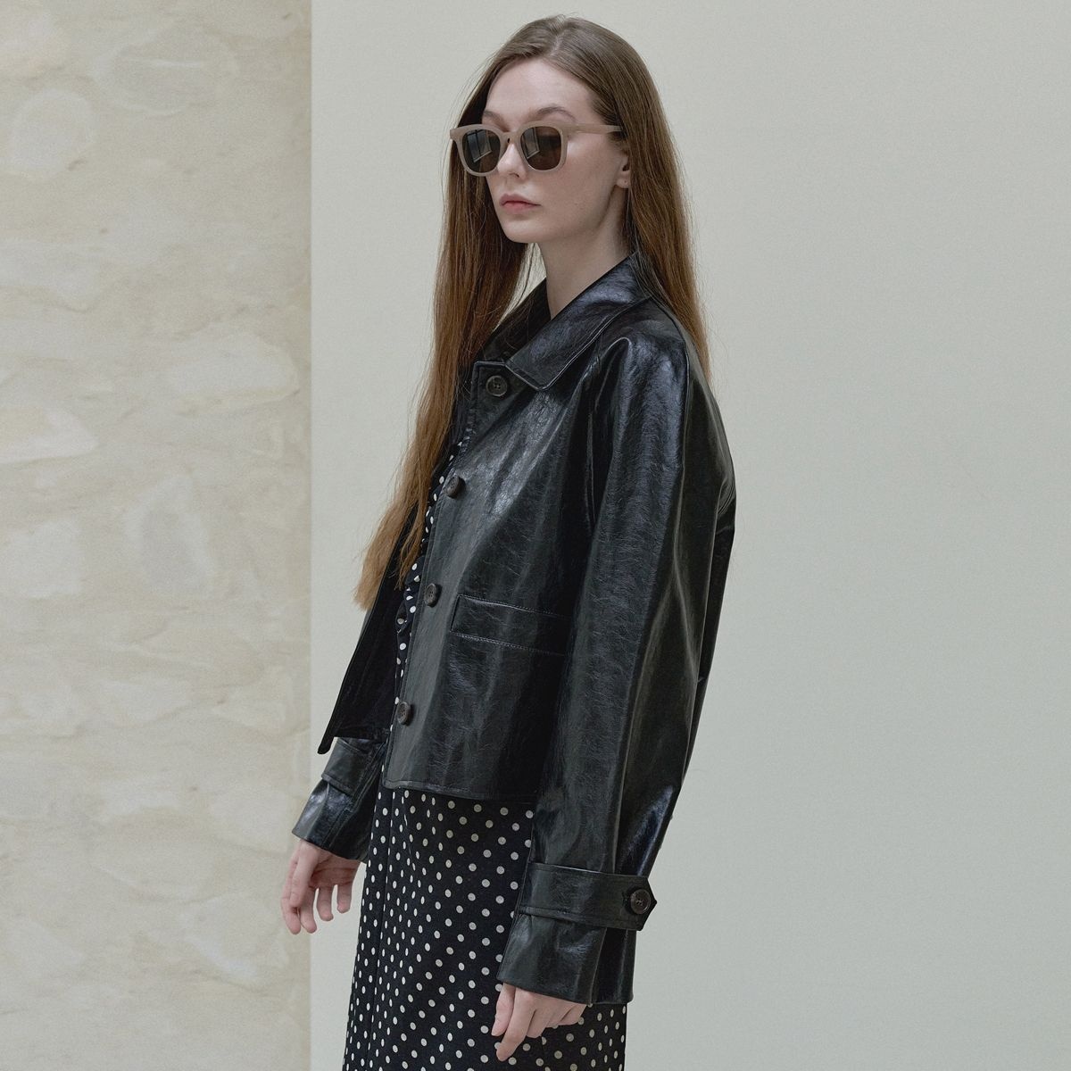 Fake Leather Trucker Jacket - black