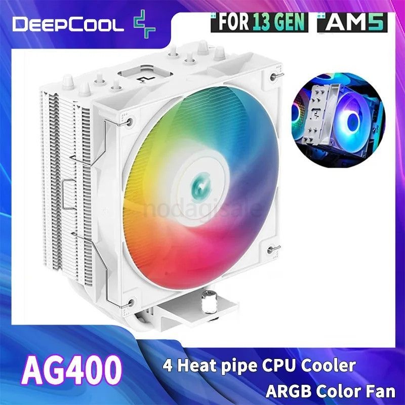 [해외] CPU 쿨러 공냉식 Deepcool 4히트파이프 ARGB 인텔 AMD 호환 쿨링효과 뛰어난 컴퓨터 부품 220W TDP 지원 고성능 냉각