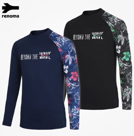 [롯데백화점] 레노마 수영복 남성 비치 언밸런스 레터링 래쉬가드 TS19993BC